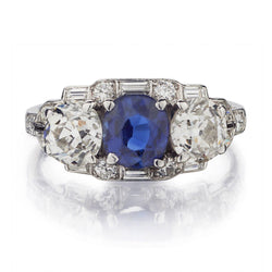 Birks Art Deco Era Platinum Sapphire And Diamond Ring