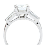 2.02 Carat Emerald Cut Diamond Three Stone Ring
