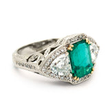 2.89 Carat Green Emerald & Diamond Ring