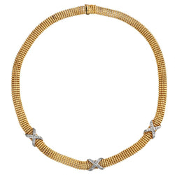 18KT Yellow And White Gold Diamond "X" Motif Necklace