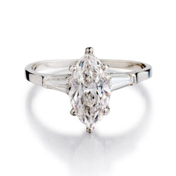 1.20 Carat Natural Marquise Cut Diamond Platinum Engagement Ring