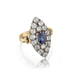 Victorian-Era Sapphire & Old-Cut Diamond Navette Ring