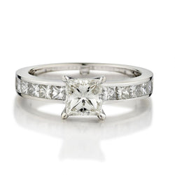 1.30 Carat Princess Cut Diamond Channel Set Engagement Ring