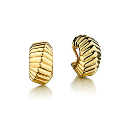 Tiffany & Co 18kt Yellow Gold Unique Huggies Bevelled Earrings.