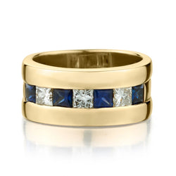 Ladies 18kt Yellow Gold Diamond and Sapphire Band.1.35ct Tw.