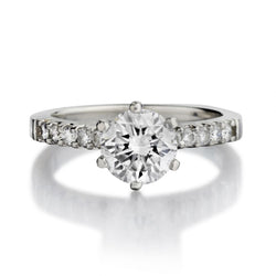 1.15 Carat Round Brilliant Cut Diamond Platinum Engagement Ring