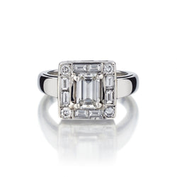 1.02 Carat Emerald Cut Diamond Halo-Set WG Ring