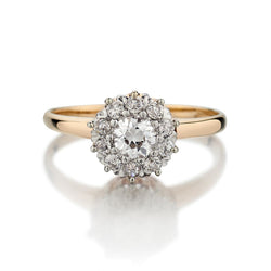 0.80 Carat Total Weight Old-Cut Diamond Vintage Cluster Ring