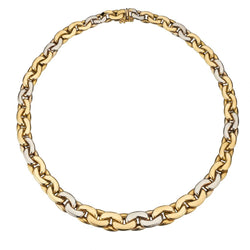 18KT Yellow And White Gold Unisex Twisted Virola Link Necklace