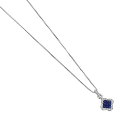 1.30 Carat Total Sapphire With Diamonds Four Leaf Clover Pendant Necklace