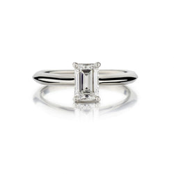 Tiffany & Co. 0.77 Carat Emerald Cut Diamond Solitaire Plat Ring