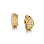 Ladies Elegant 18kt Y/G French Diamond Huggies Earings.  3.80ct Tw