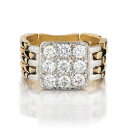 Two-Tone Gold 1.80 Carat Total Weight Diamond Men's Ring