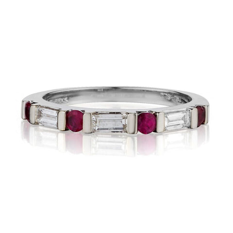 18KT WHITE GOLD "BIRKS" RUBY AND DIAMOND BAND