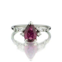 1.30 Carat Pear-Shaped Ruby And Diamond White Gold Ring