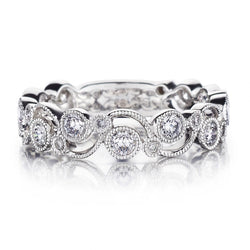 1.18 Carat Total Weight Round Brilliant Cut Diamond Floral Band