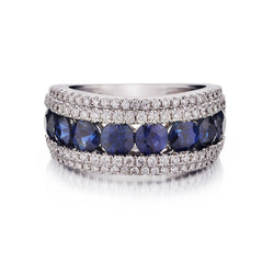 2.80 Carat Total Sapphire 18KT White Gold Diamond Ring