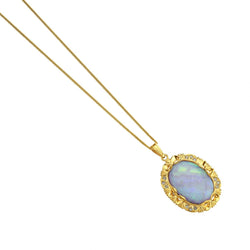 33.75 Carat Opal And Diamond Yellow Gold Pendant Necklace