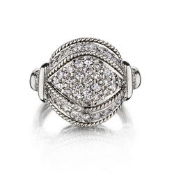 1.00 Carat Total Weight Round Brilliant Cut Diamond Dome-Shaped Ring