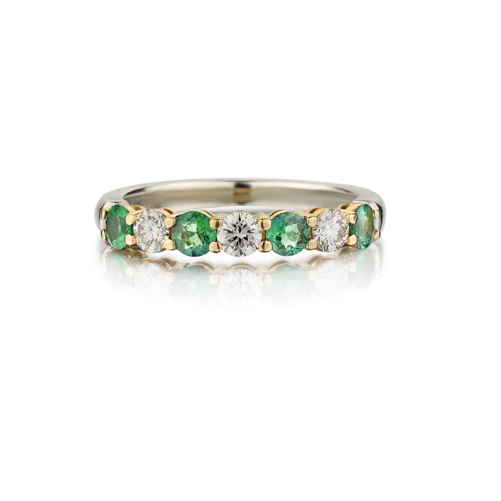 Tiffany Platinum And Gold Green Emerald And Diamond Ring