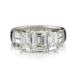 3.33 Carat Total Weight Custom Made Emerald Cut Diamond Ring