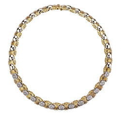 18KT White And Yellow Gold Pave-Set Diamond Choker Necklace