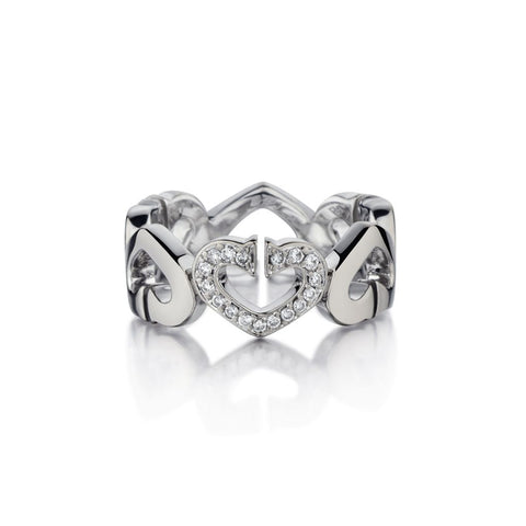 Cartier 18KT White Gold Heart Motif With Diamonds Ring