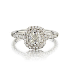 Tiffany & Co. 0.60 Carat Cushion-Cut Diamond Halo Platinum Ring