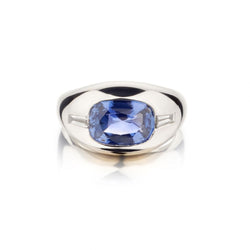 Bvlgari 2.97 Carat Sapphire And Diamond WG Dome Ring
