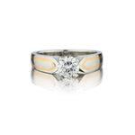0.76 Carat Round Brilliant Cut Diamond Plat & Gold Custom Ring