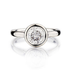 1.10 Carat Round Brilliant Cut Diamond Bezel-Set Ring