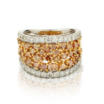 3.75 Carat Total Fancy Yellow And White Diamond Wide WG Band