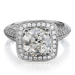 2.60 Carat Round Brilliant Cut Diamond Halo-Set White Gold Engagement Ring