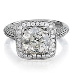 2.60 Carat Round Brilliant Cut Diamond Halo-Set White Gold Engagement Ring