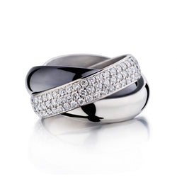 Cartier Platinum, Ceramic, WG Diamond Trinity Rolling Ring