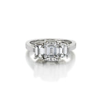 2.15 Carat Total Emerald Cut Diamond Three-Stone Plat Ring