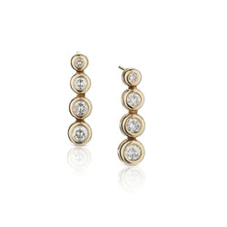 0.80 Carat Total Weight Round Brilliant Cut Diamond Gold Earrings