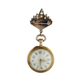 Victorian 18KT Yellow Gold And Enamel Pocket Watch Brooch