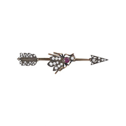 Reproduction Gold And Silver Diamond And Ruby Bug Brooch