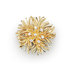 Tiffany & Co. 18kt Yellow Gold, Platinum And Diamond Large Anemone Brooch