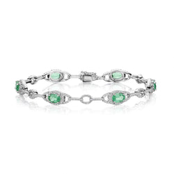 7.65 Carat Total Weight Green Emerald And Diamond WG Bracelet