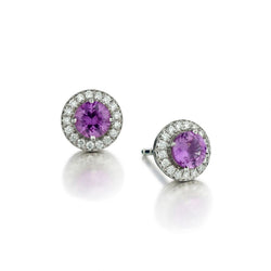 Tiffany & Co. Pink Sapphire And Diamond Halo-Set Stud Earrings
