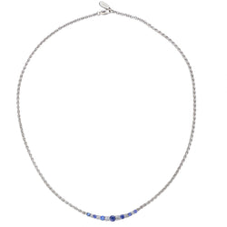 Birks 18KT White Gold Blue Sapphire And Diamond Necklace