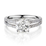 1.82 Carat Round Brilliant Cut Diamond Split Shank WG Engagement Ring