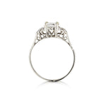 Art Deco Platinum 0.85 Carat Emerald Cut Diamond Engagement Ring