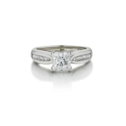 1.30 Carat Princess Cut Diamond White Gold Engagement Ring