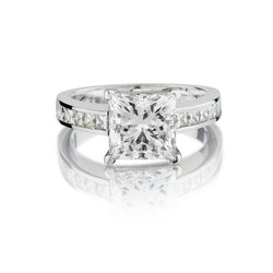 3.07 Carat Princess Cut Diamond WG Engagement Ring