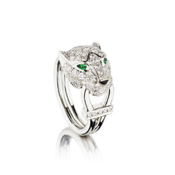 Cartier Panthere De Cartier Diamond, Emerald And Onyx Ring