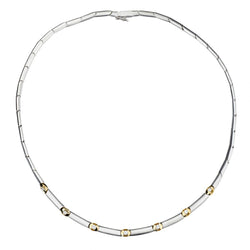 18KT White And Yellow Gold Diamond Station Necklace