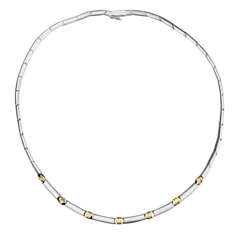 18KT White And Yellow Gold Diamond Station Necklace
